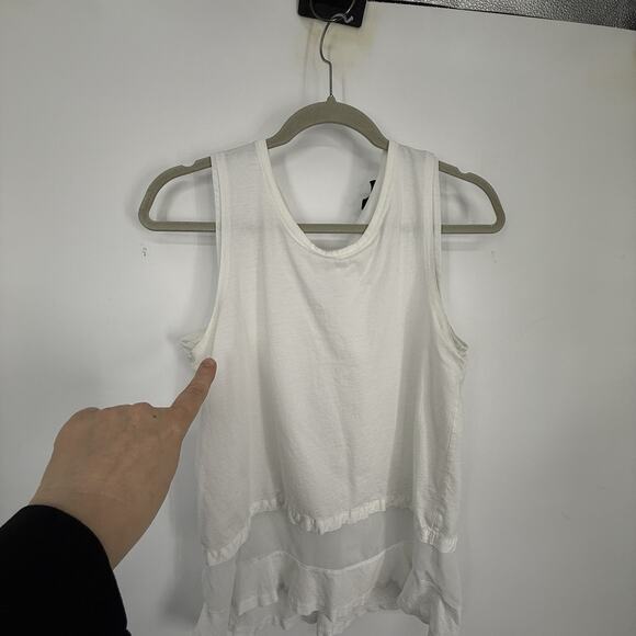 J Crew Womens Sleeveless Layered Top size Small White Chiffon Hem Zipper Back - Picture 10 of 12